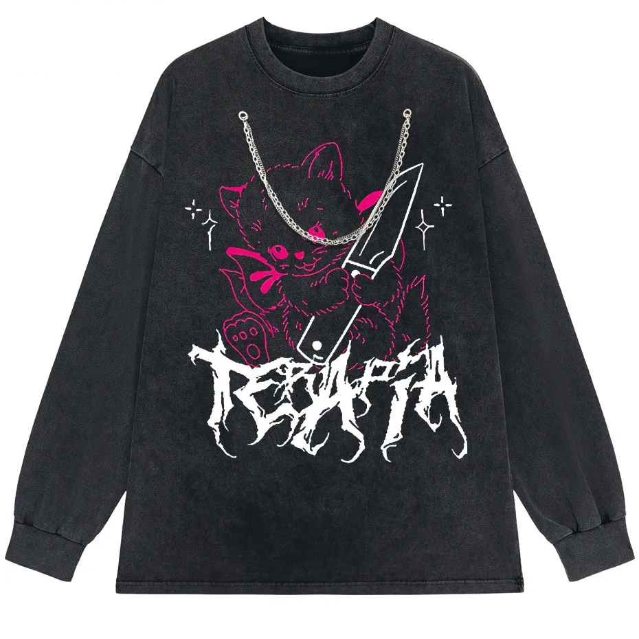 Men's Cute Anime E-Girl Kawaii T-Shirt Vintage Harajuku Streetwear Loose Fit
