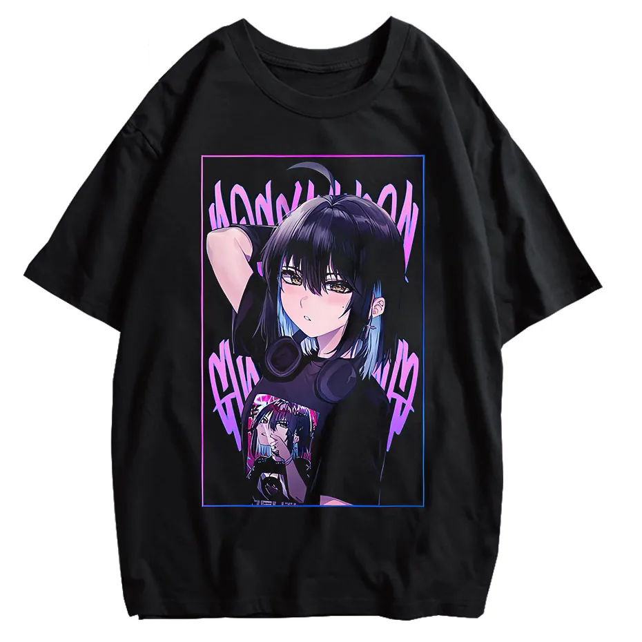 Women's Japanese Anime T-Shirt Y2K Harajuku Hip Hop Short Sleeve Summer Top