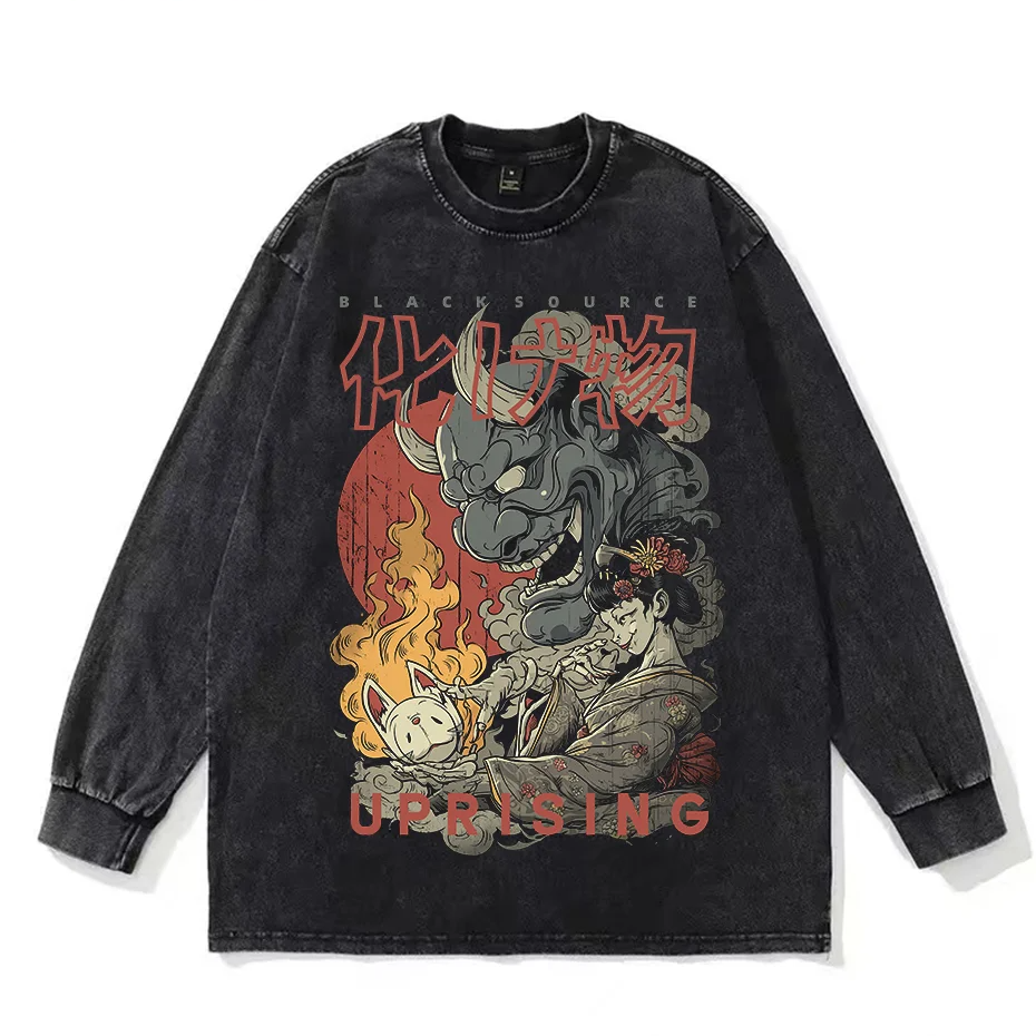 Japanese Vintage Cartoon Print T Shirt Unisex Casual Short Sleeve