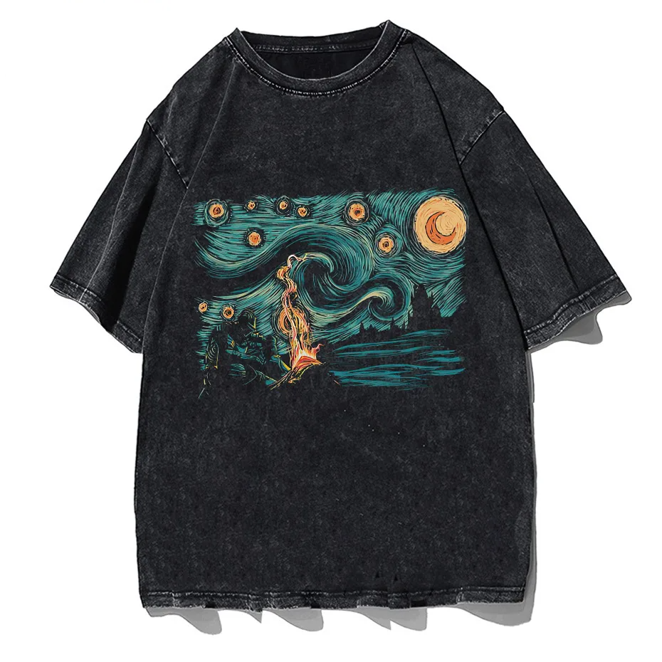 Dark Souls Starry Souls Graphic T-Shirt Men Cotton Short Sleeve Plus Size Tee