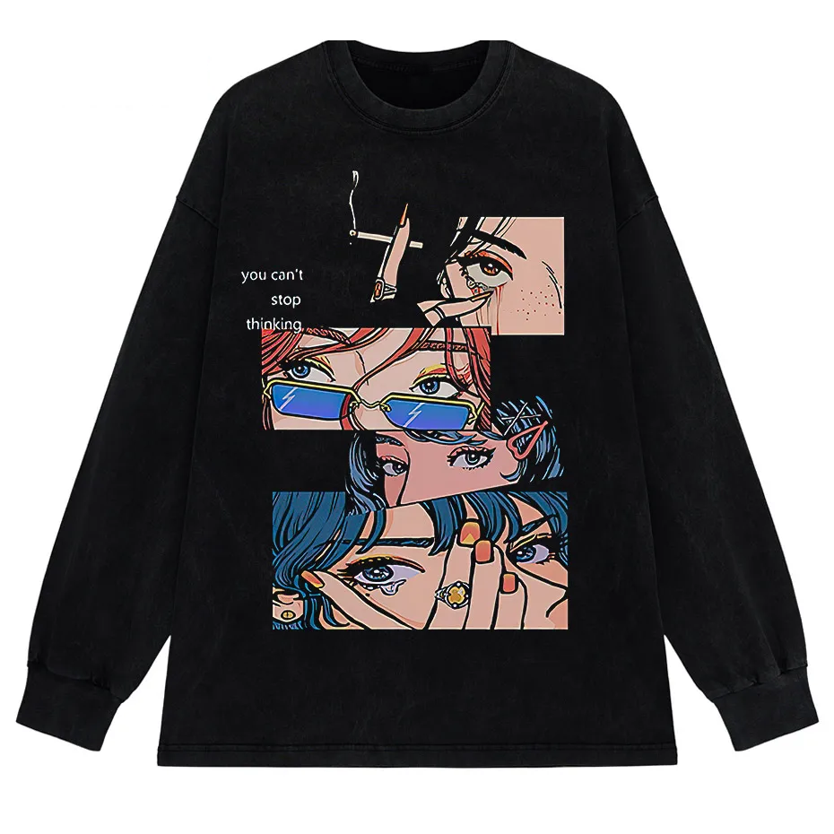 Harajuku Hip Hop Streetwear Anime Cartoon T-Shirt Men Loose Y2K Tee