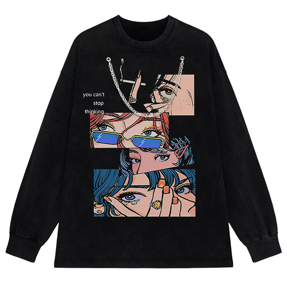 Harajuku Hip Hop Streetwear Anime Cartoon T-Shirt Men Loose Y2K Tee