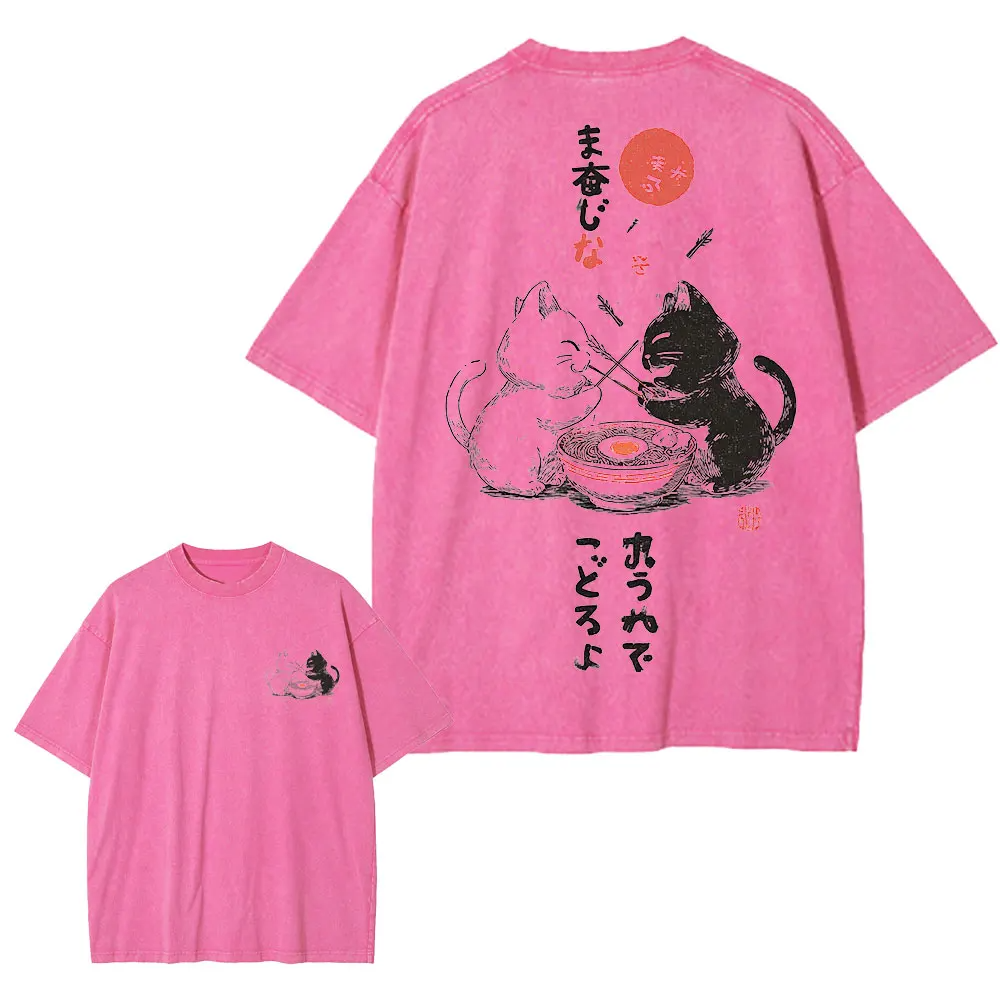 Cartoon Cat Graphic T-Shirt Japanese Harajuku Streetwear Cotton Tee