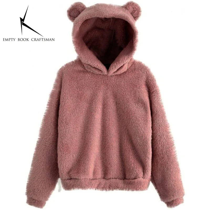Bear Ear Long Sleeve Pullover Casual Hoodie for Layering