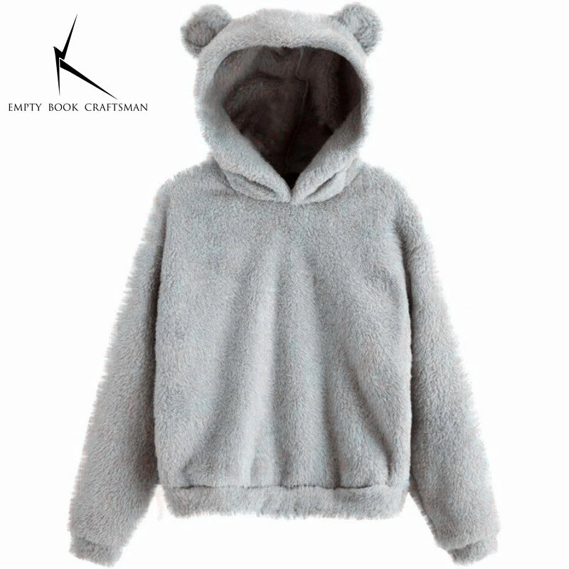 Bear Ear Long Sleeve Pullover Casual Hoodie for Layering