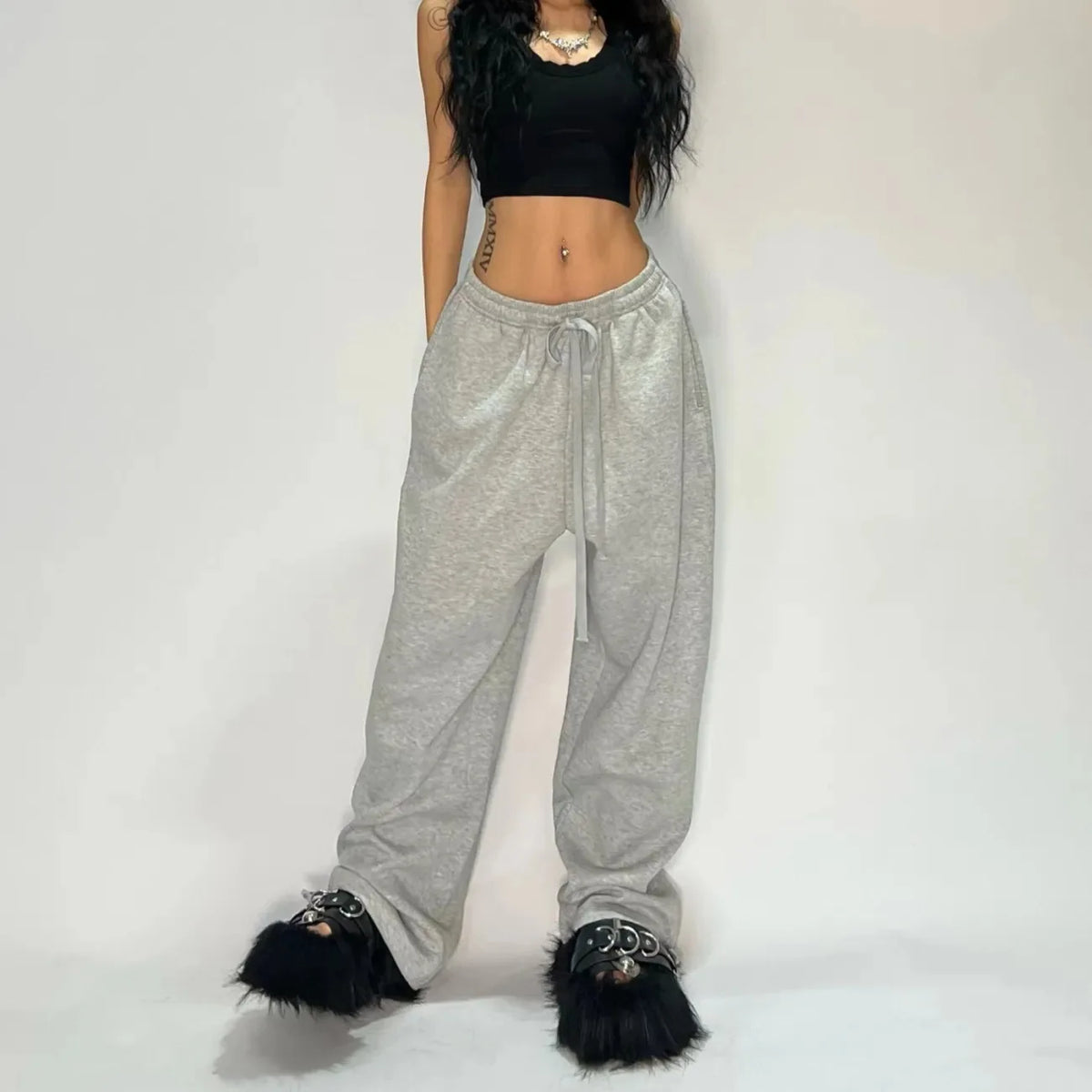 Full Length Loose Fit Casual Streetwear Pants with Waistband