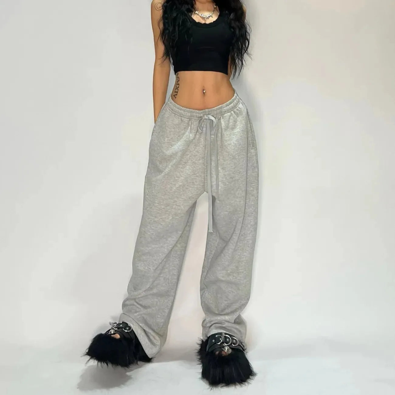 Full Length Loose Fit Casual Streetwear Pants with Waistband