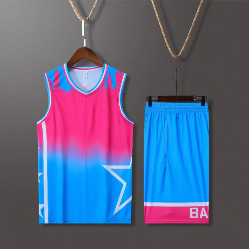 Custom Basketball Jersey Set Star Design Team Uniform for Men Women Kids