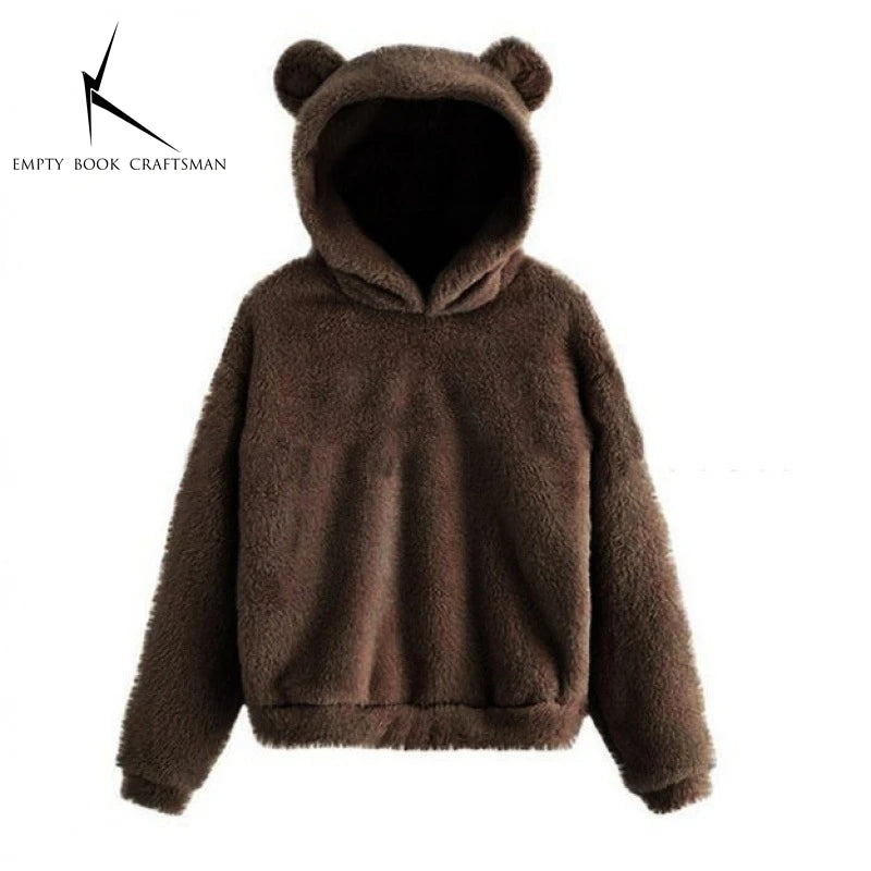 Bear Ear Long Sleeve Pullover Casual Hoodie for Layering