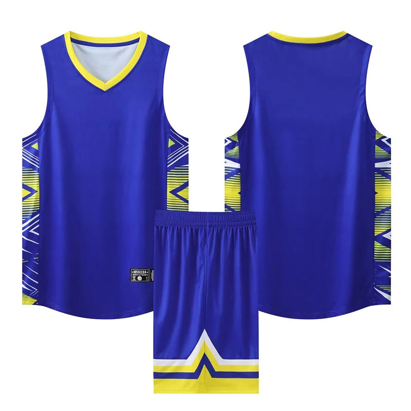 Youth Mens Custom Basketball Jersey Set Quick Dry Breathable Vest and Shorts Personalized Name Number Print