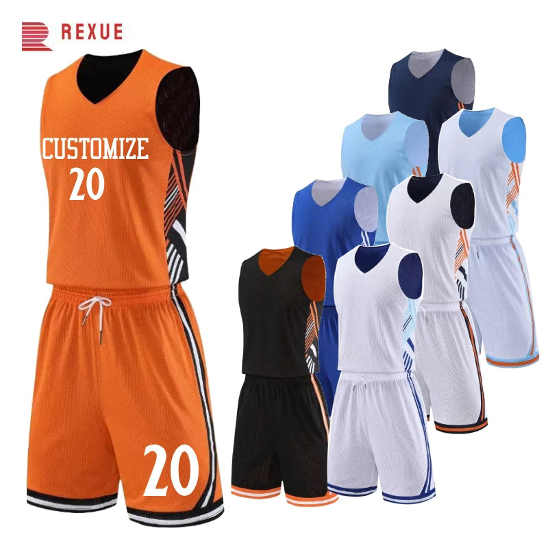 Mens Kids Custom Reversible Basketball Jersey Personalized Name Number Print Mesh Team Uniform