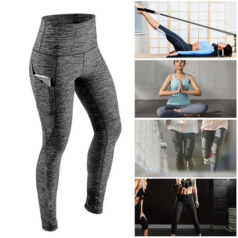 Women's High-Waist Solid Ankle-Length Leggings with Pockets
