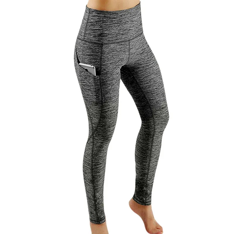 Women's High-Waist Solid Ankle-Length Leggings with Pockets