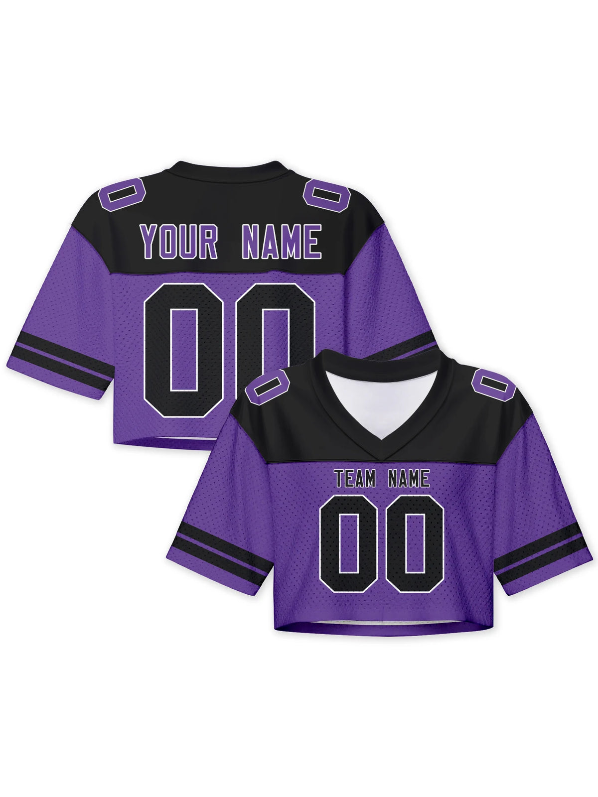 American Football Graphic Cropped Short Sleeve V Neck Sports Top