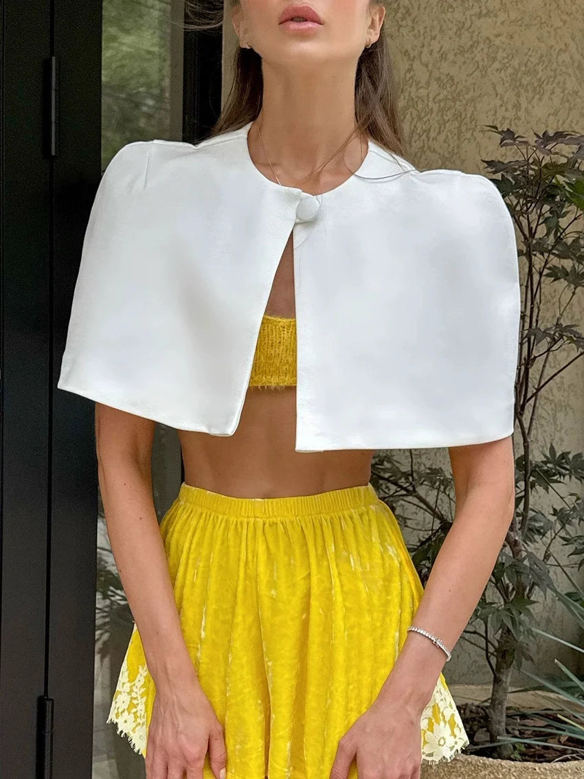 Cropped Single-Button Cape