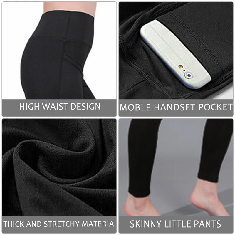 Women's High-Waist Solid Ankle-Length Leggings with Pockets