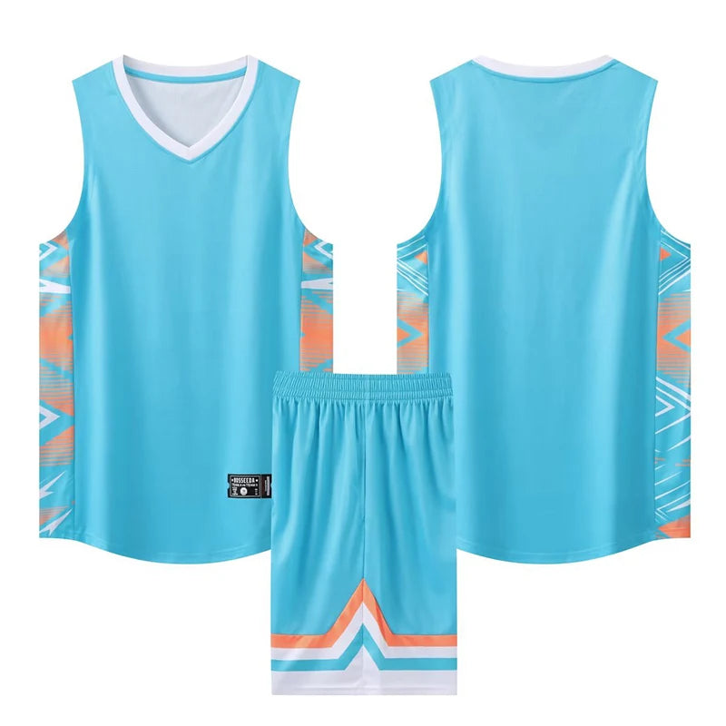 Youth Mens Custom Basketball Jersey Set Quick Dry Breathable Vest and Shorts Personalized Name Number Print