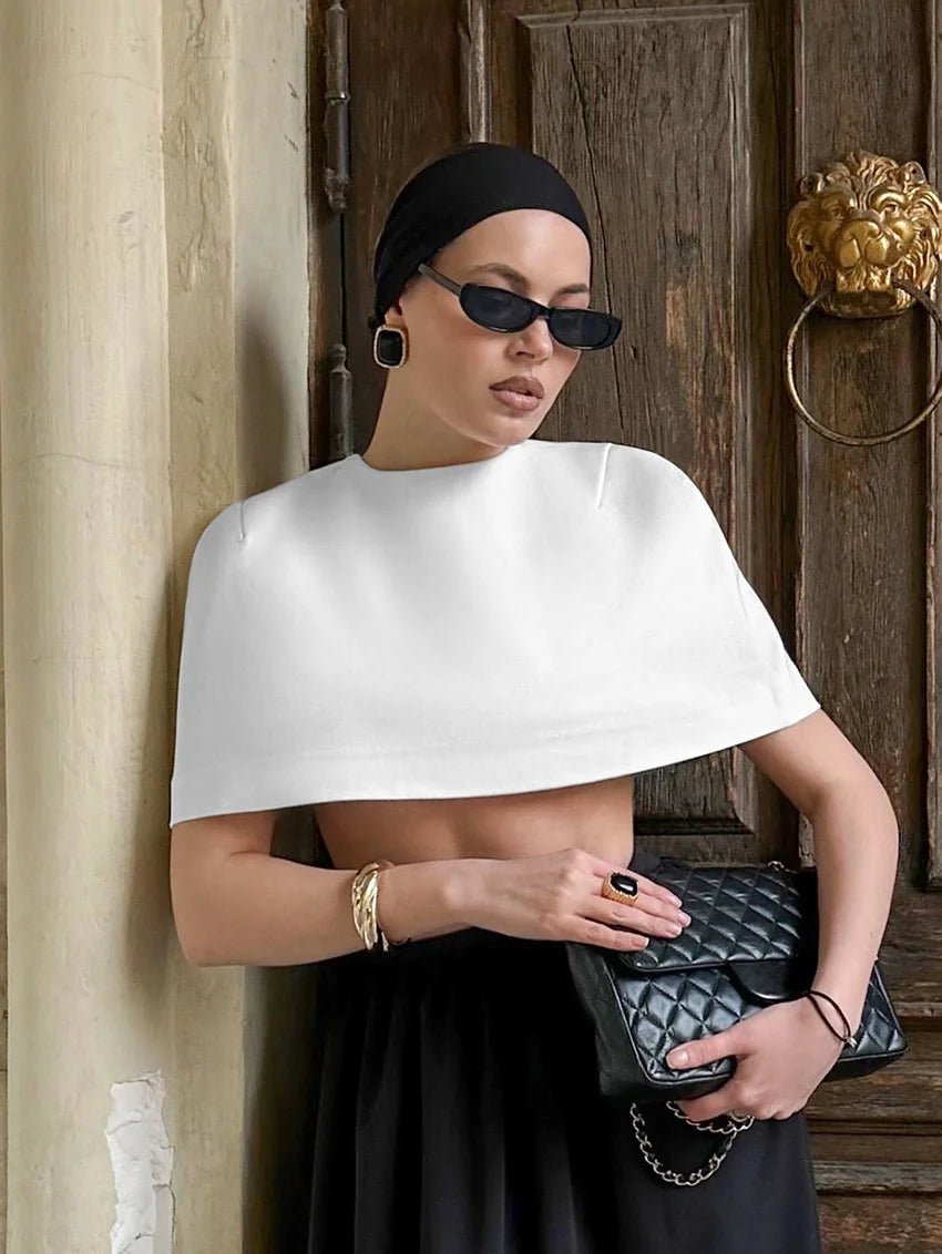 Cropped Single-Button Cape