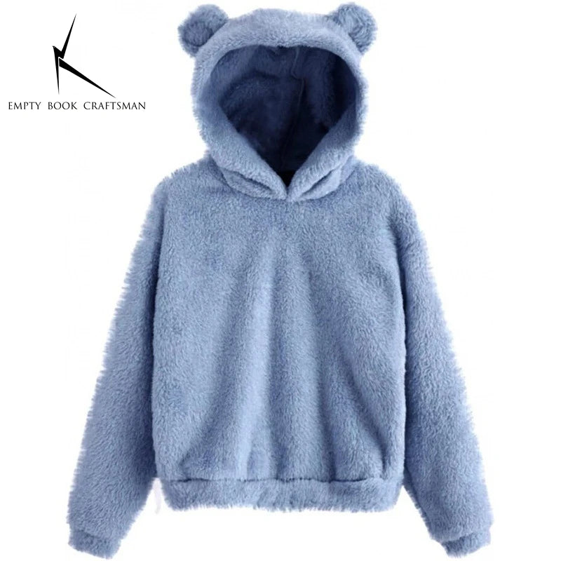 Bear Ear Long Sleeve Pullover Casual Hoodie for Layering