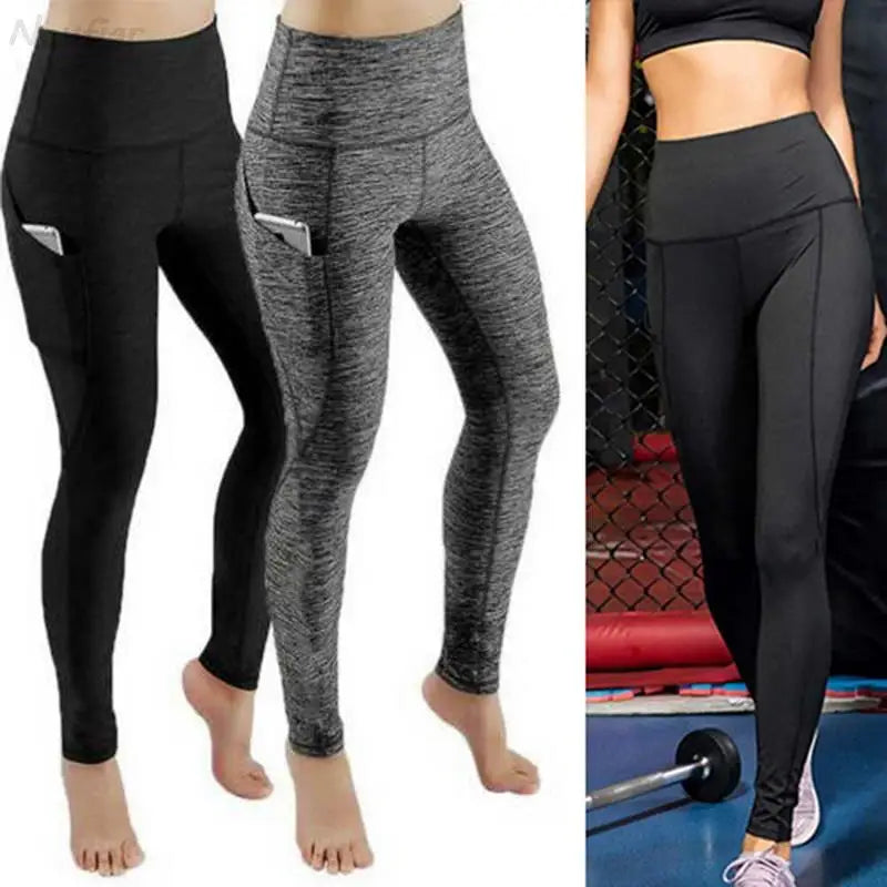Women's High-Waist Solid Ankle-Length Leggings with Pockets