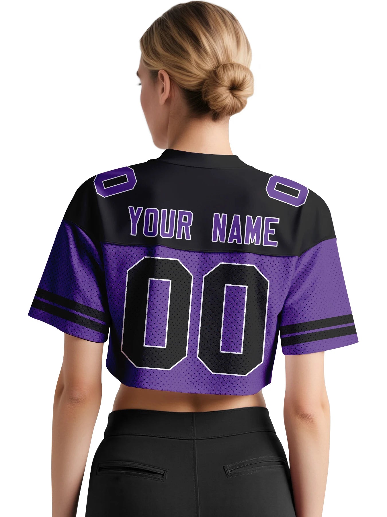 American Football Graphic Cropped Short Sleeve V Neck Sports Top