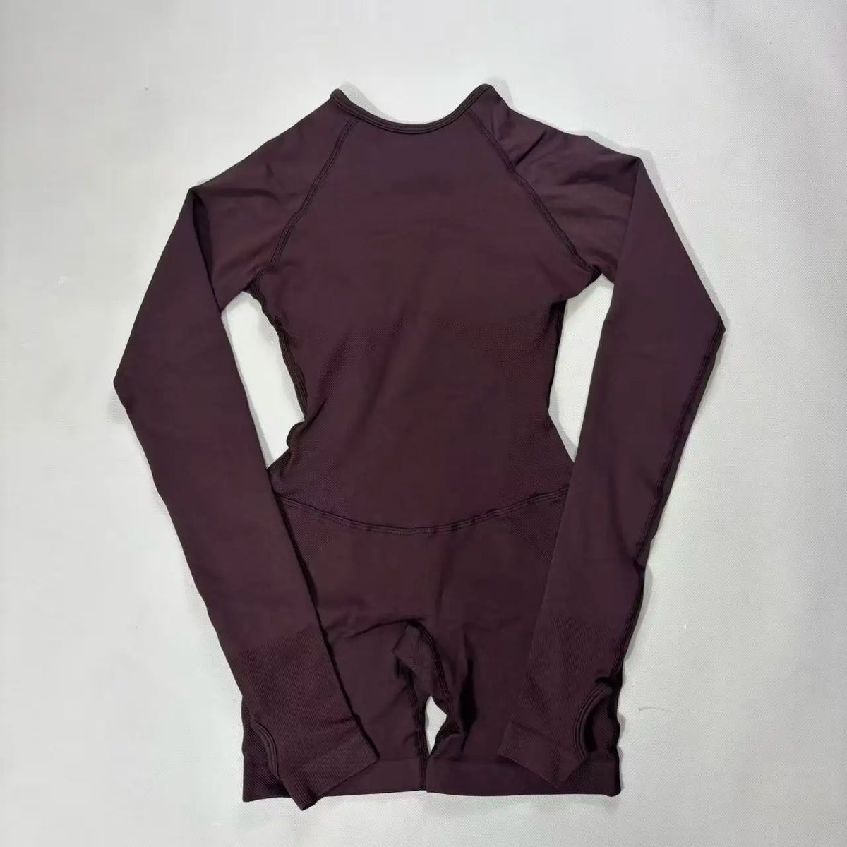 Women's Long Sleeve Nylon Blend Workout Romper with Round Neck