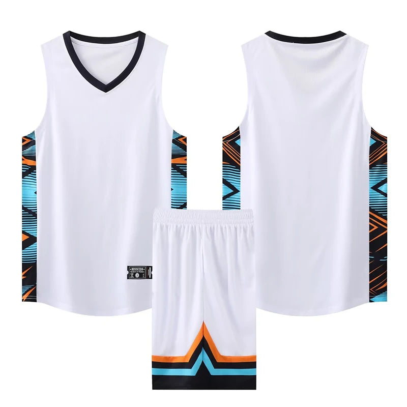 Youth Mens Custom Basketball Jersey Set Quick Dry Breathable Vest and Shorts Personalized Name Number Print