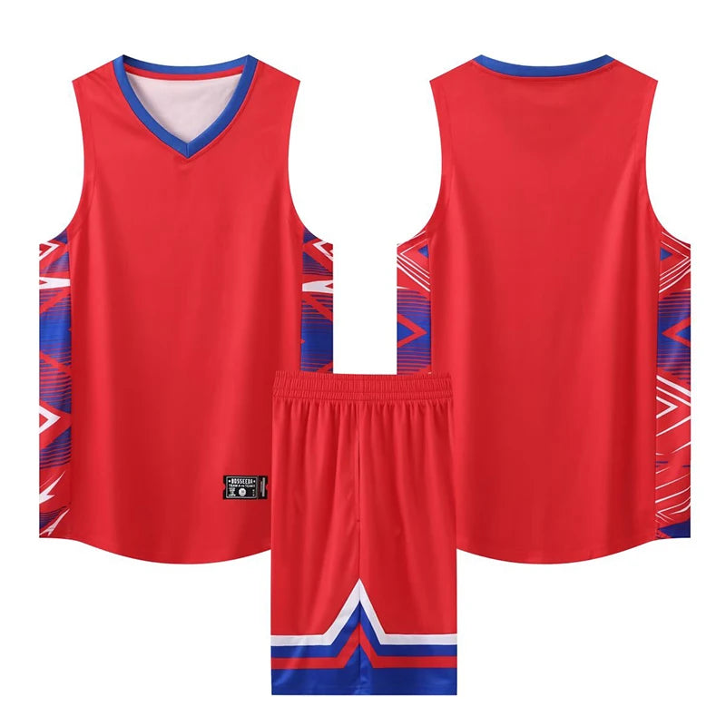 Youth Mens Custom Basketball Jersey Set Quick Dry Breathable Vest and Shorts Personalized Name Number Print