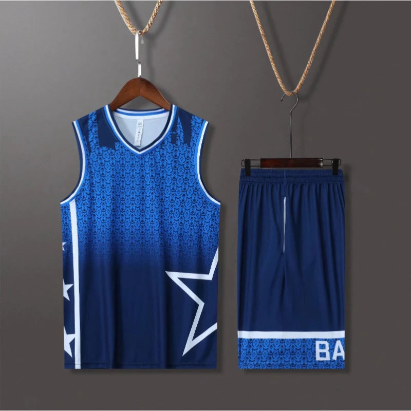 Custom Basketball Jersey Set Star Design Team Uniform for Men Women Kids