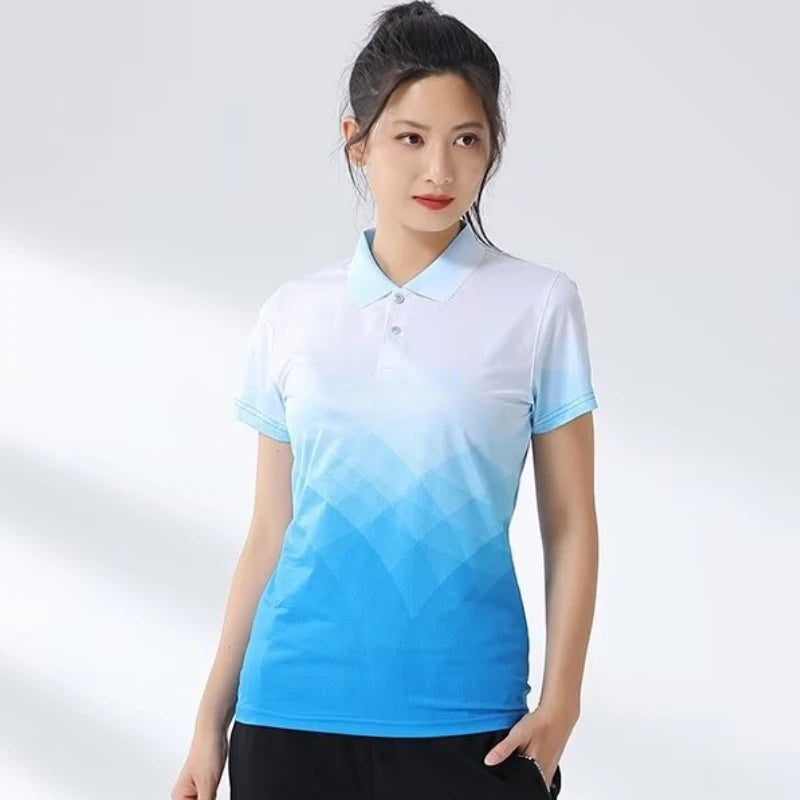 Printed Court Sports Short Sleeve Polo Shirt For Sports Outfits