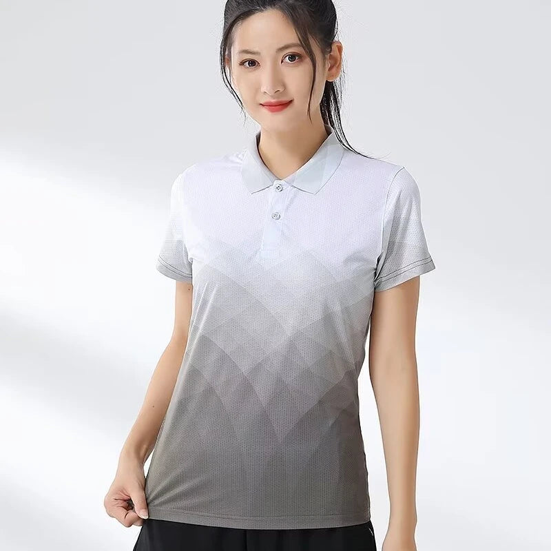 Printed Court Sports Short Sleeve Polo Shirt For Sports Outfits