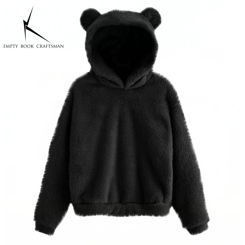 Bear Ear Long Sleeve Pullover Casual Hoodie for Layering