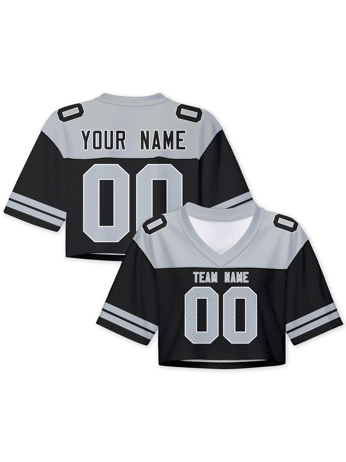 American Football Graphic Cropped Short Sleeve V Neck Sports Top