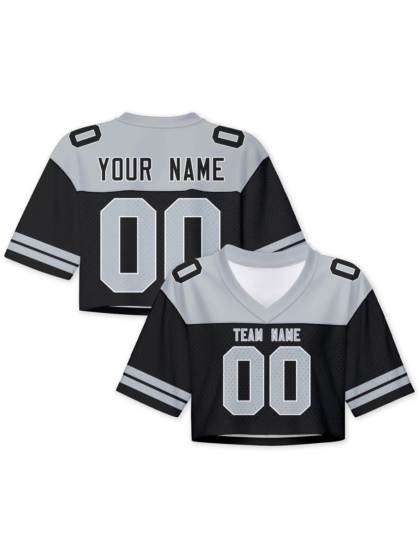American Football Graphic Cropped Short Sleeve V Neck Sports Top