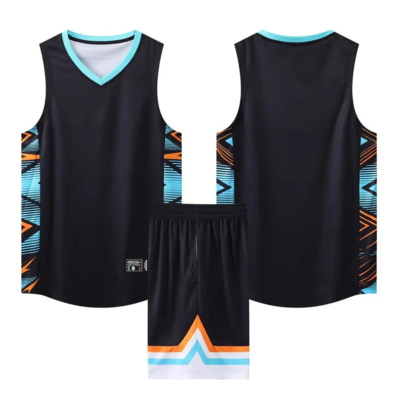 Youth Mens Custom Basketball Jersey Set Quick Dry Breathable Vest and Shorts Personalized Name Number Print
