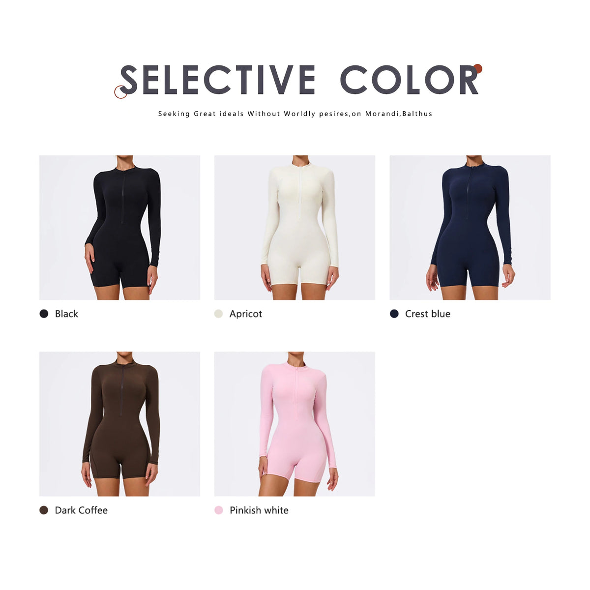 Women's Long Sleeve Nylon Blend Workout Romper with Half Zipper and Back Cutout