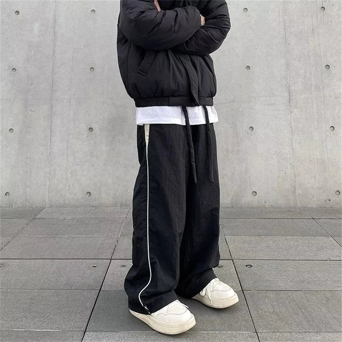 Women's Wide Leg Pants with Contrast Side Stripes and Waistband