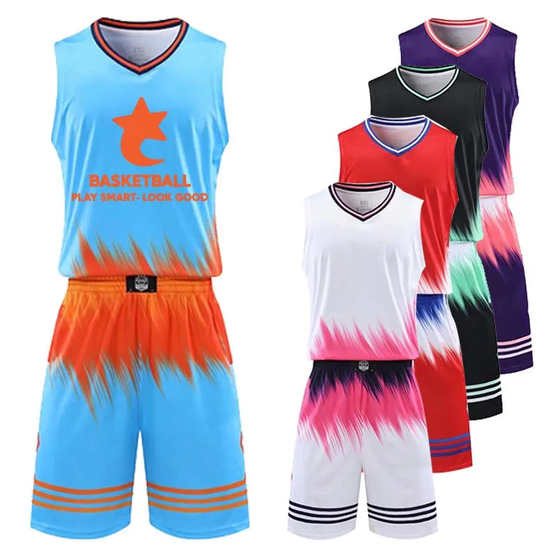 Mens Kids Custom Basketball Jersey Sleeveless Shirt Breathable Polyester Team Uniform