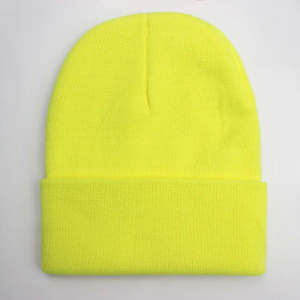 Solid Knit Beanie with Folded Cuff and Color Options
