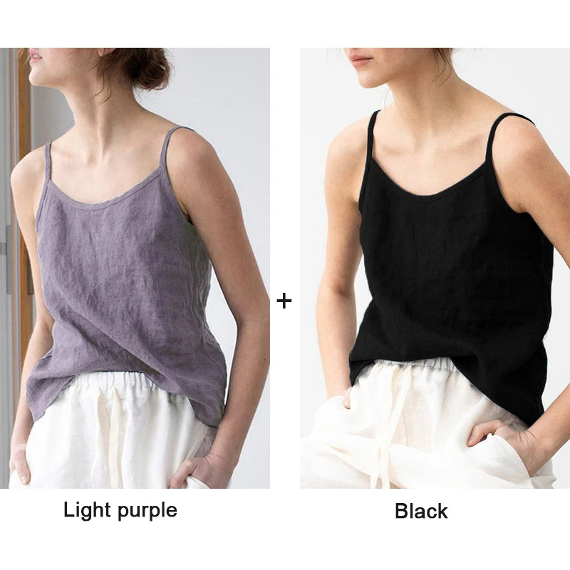Women's Viscose Sleeveless V-Neck Camisole Top with Straps for Casual Summer Outfits