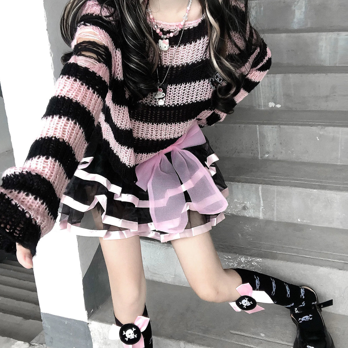 Women's Striped Long Sleeve Knit Sweater Casual Knit Layer