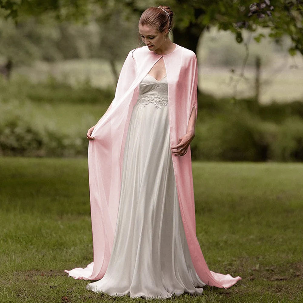 Long Sheer Bridal Cape for Layering over Outfits