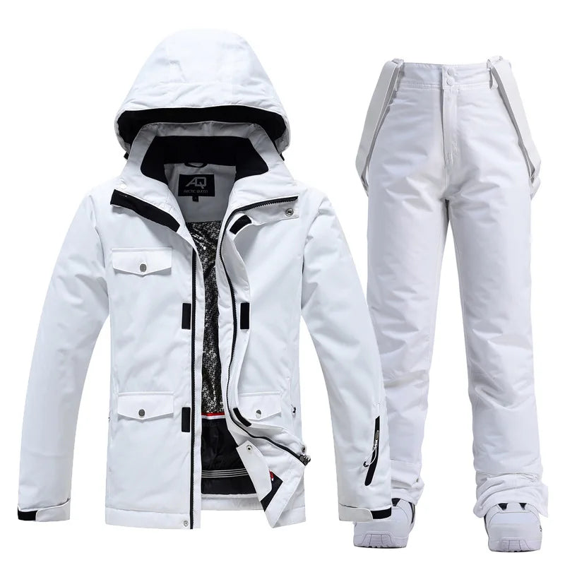 Hooded Ski Jacket and Pants Clothing Set with Style Options