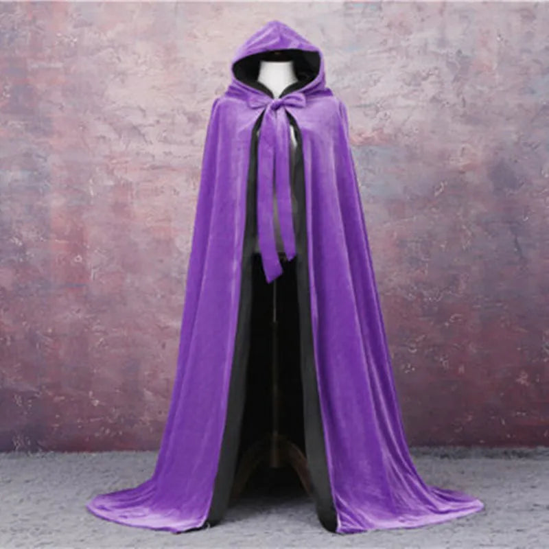 Long Velvet Hooded Cape for Layering over Outfits