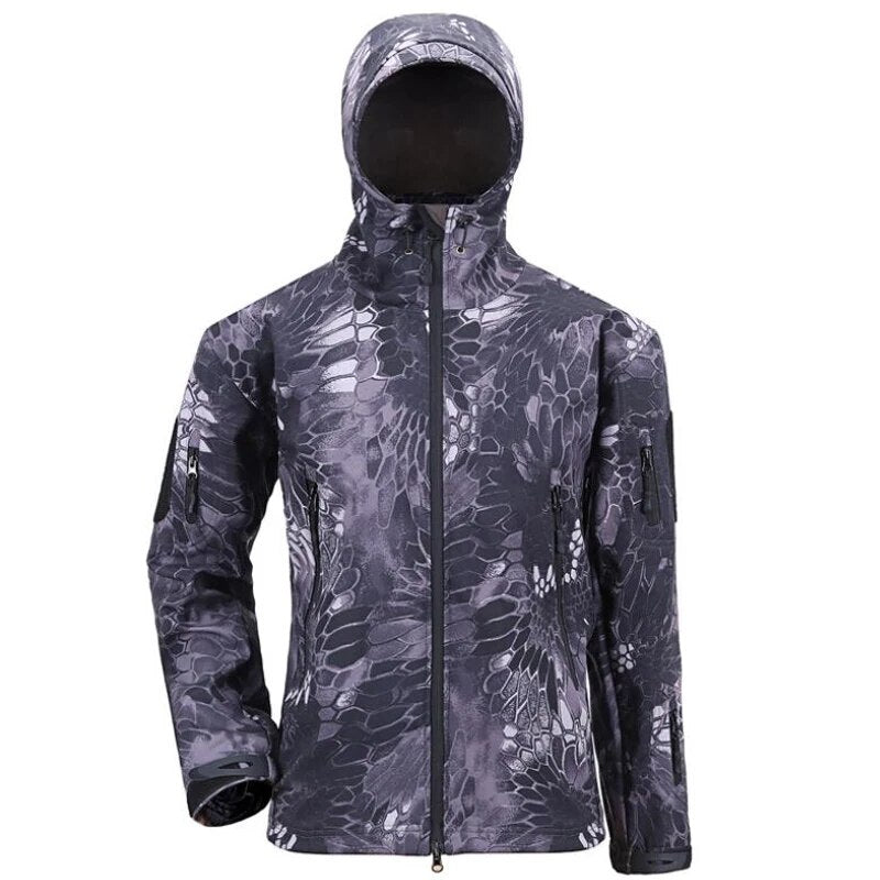 Men Military Tactical Hiking Jacket Outdoor Windproof Fleece Thermal Sport Waterproof Hunting Clothes Hooded Army Camo Outerwear
