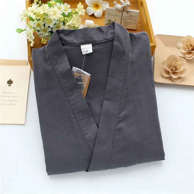 Men's Kimono Style Tie Front Top and Pants Pajama Set