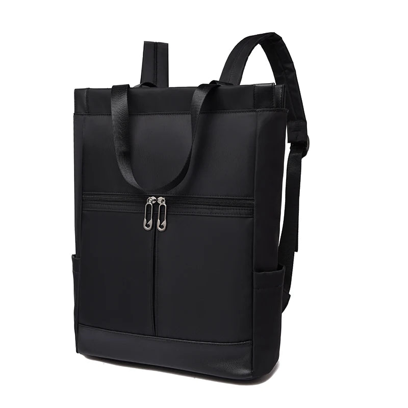 Colour Block Backpack Tote with Twin Handles and Front Zipper Pocket