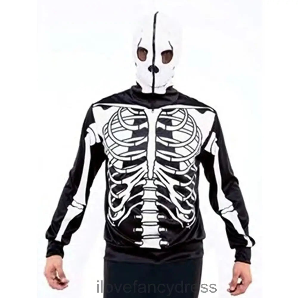 Skeleton Graphic Long Sleeve Full Zip Casual Hoodie