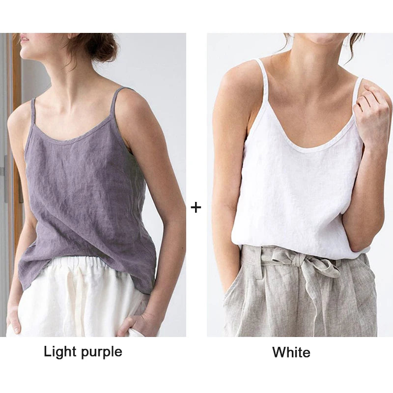 Women's Viscose Sleeveless V-Neck Camisole Top with Straps for Casual Summer Outfits