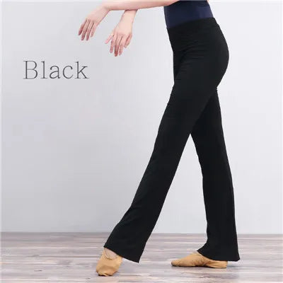 Women's High Waist Cotton Blend Dance Pants with Loose Legs and Length Options